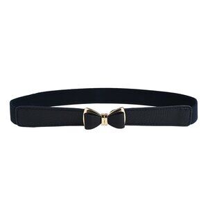 Women's 1" Width Bow Skinny Elastic Waist Belt - Stretchy Thin Belt 8645